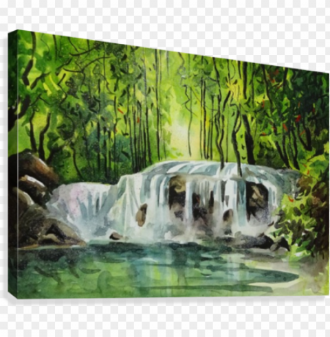 waterfalls painting 11 2018 canvas print - canvas print Isolated Item on Clear Transparent PNG