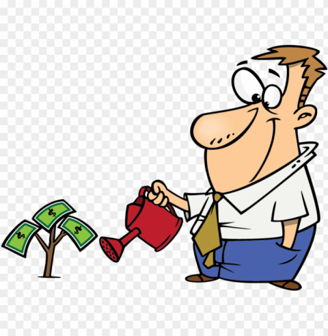 watering money tree - money tree clipart Alpha channel transparent PNG