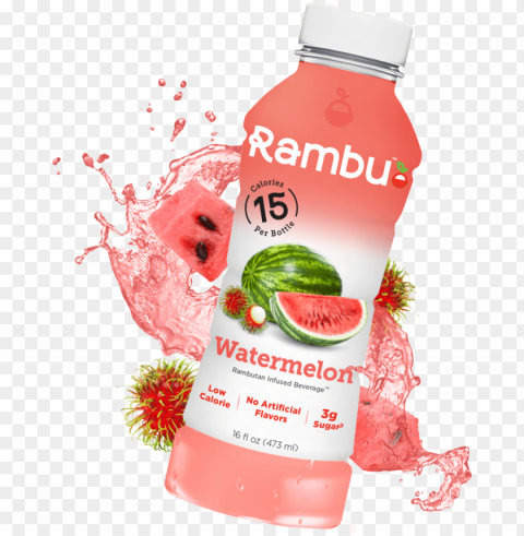 watermelon rambutan infused beverage bottle splash - time - aux auxiliary energy pre workout formula watermelo PNG Image with Transparent Background Isolation