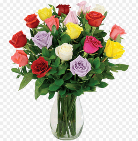 We Have A Wonderful Variety Of Fresh Flowers And Plants - Bouquet Of Different Colored Roses Free PNG