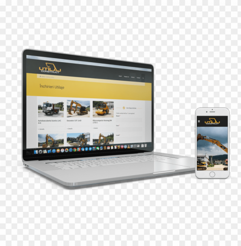 website de prezentare utilaj construct - netbook PNG Graphic Isolated with Clear Background