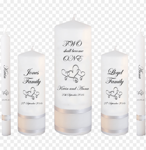 wedding candle set deluxe inscription font 2 hearts - candle in weddi PNG Image with Transparent Isolated Design