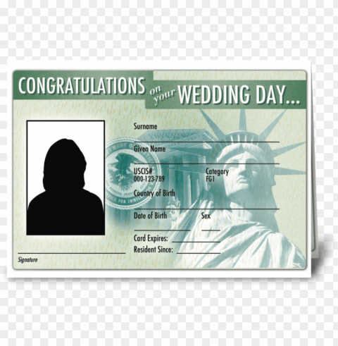 wedding card green card greeting card - statue of liberty PNG images with alpha background PNG transparent with Clear Background ID b0e87953