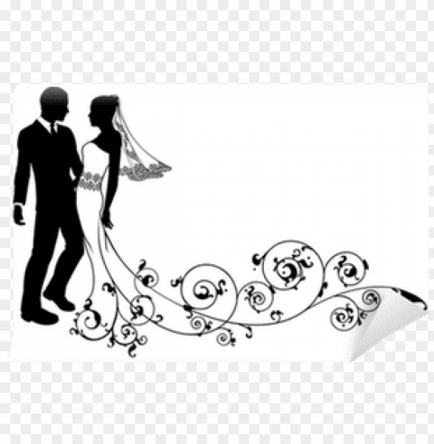 wedding couple bride and groom silhouette wall mural - silhouette clip art PNG for educational projects