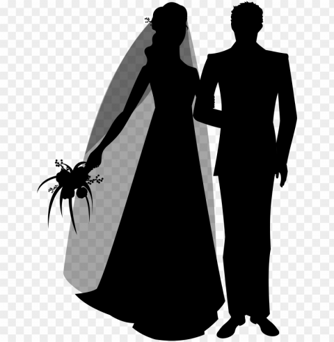 wedding couple silhouette clip art - wedding couple silhouette Isolated Subject on HighQuality PNG