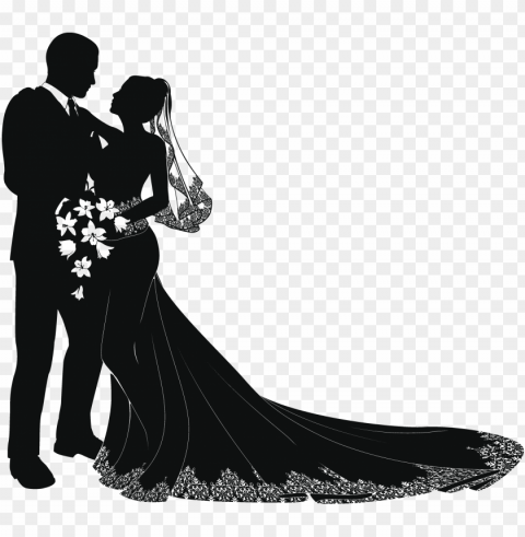 wedding couple silhouette image background - bride and groom silhouette vector PNG graphics for free