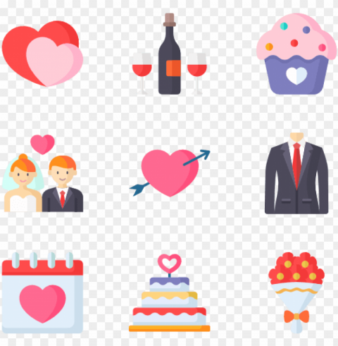wedding - cute wedding icon PNG graphics with alpha transparency bundle