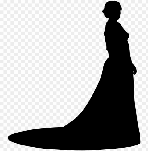 wedding dress evening gown ball gown silhouette - women in dress silhouette Clean Background Isolated PNG Graphic