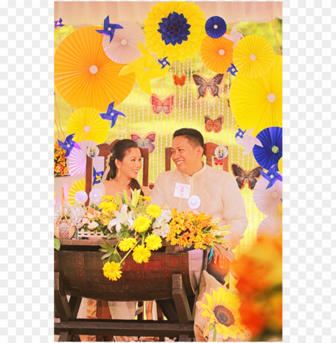 wedding in the philippines blue and yellow motif pinwheel - bouquet Transparent Background PNG Isolated Pattern