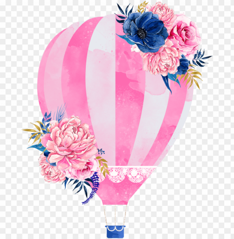 wedding invitation hot air balloon clip art - watercolor hot air balloon PNG Graphic with Transparent Background Isolation