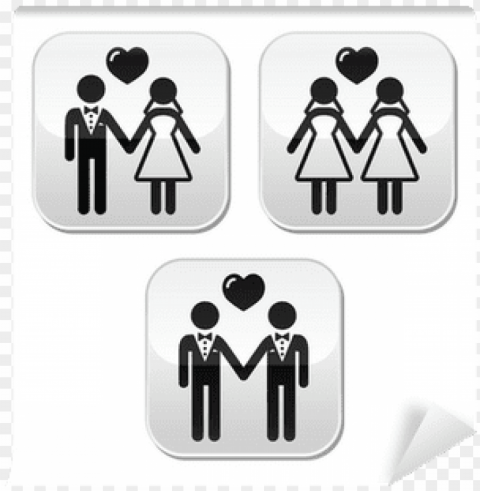 wedding married hetero and gay couple buttons wall - same-sex marriage PNG Graphic Isolated with Clarity