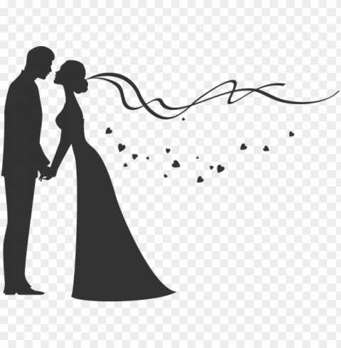 wedding - bride and groom silhouette PNG with no registration needed