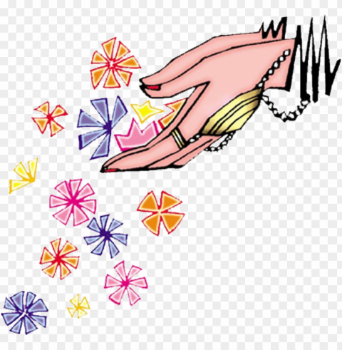 welcome banner - hand with flower clipart Isolated PNG on Transparent Background