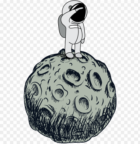 wesvance - cartoon astronaut on the moo PNG Image with Transparent Isolation