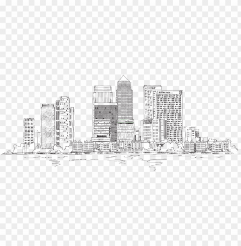 wharf clipart black and white - canary wharf skyline drawi PNG graphics