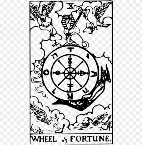 wheel of fortune rider-waite tarot deck major arcana PNG Image with Isolated Graphic Element