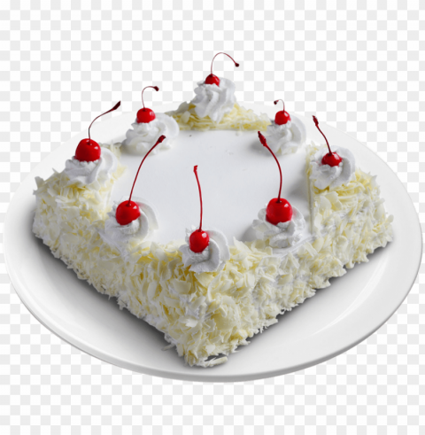 white forest gateau - white forest cake square shape PNG Image Isolated on Transparent Backdrop
