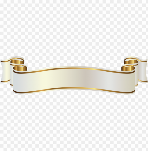 White Gold Ribbon PNG Cutout