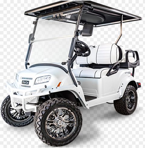 white golf buggy cart vehicle corner front view PNG clear background