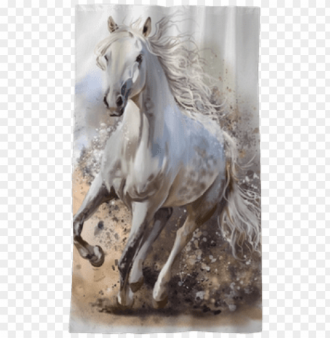 white horse runs watercolor painting blackout window - white horse running painti PNG image with no background