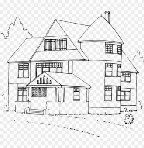white house black and white drawing - house clipart black and white PNG images with transparent elements pack