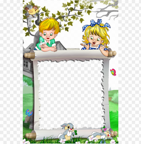 white kids transparent frame kids and bunnies borders - kids transparent photo frame PNG for business use