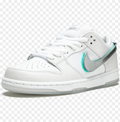 white nike sb dunk low pro og qs x diamond supply - sneakers ClearCut Background Isolated PNG Art