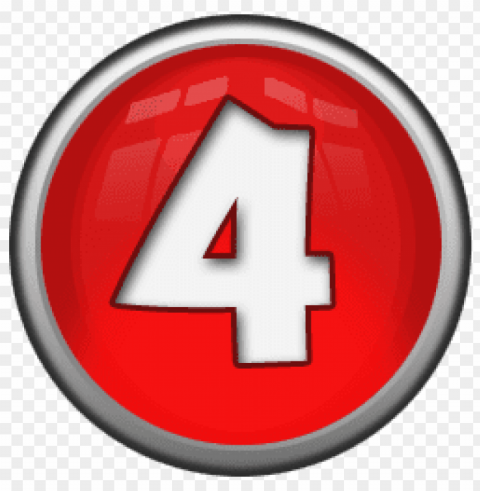 white number 4 in red circle Transparent Background PNG Isolated Design