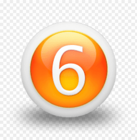 white number 6 in orange circle Transparent Background PNG Isolated Item