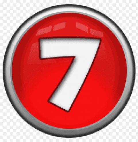 white number 7 in red circle Transparent Background PNG Isolated Pattern