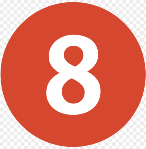 white number 8 in orange circle Transparent Background PNG Isolation