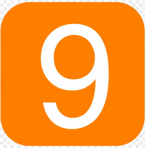 white number 9 in orange rounded square Transparent background PNG photos