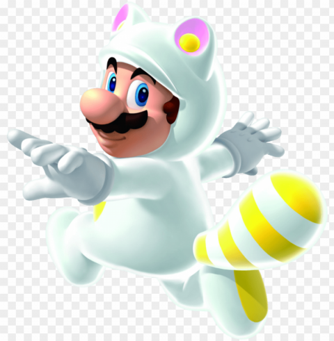 White Raccoon Mario - Super Mario 3d Land Luigi Tanooki PNG Images No Background