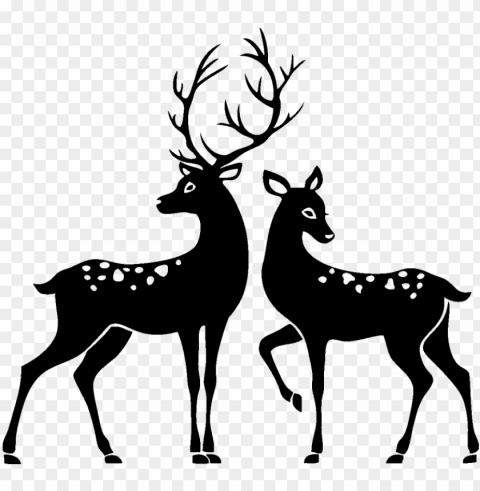 Whitetail Deer Silhouette Clip Art Hubpicture Pin - Stag And Deer Silhouette PNG Image Isolated With Transparent Detail