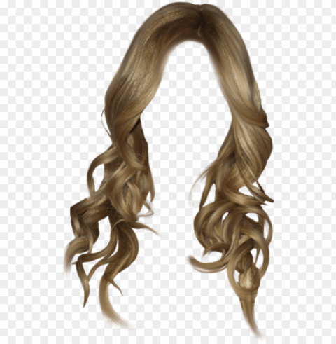 Wig Blonde Blondewig Curly Wavyhair Longhair - Long Black Hair Transparent Background PNG Isolation
