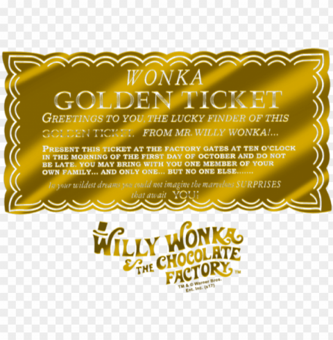 willy wonka & the chocolate factory golden ticket juniors - golden ticket willy wonka Isolated Character in Clear Background PNG