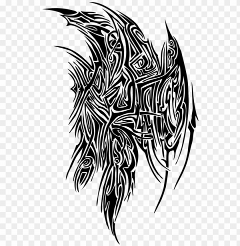 wings tattoo image transparent - demon wing tattoo tribal Clear Background PNG Isolation