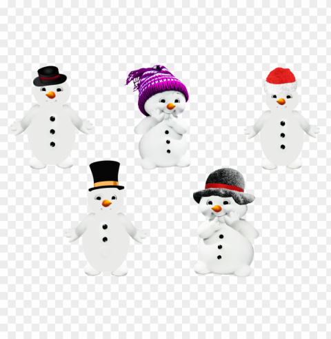 winter collection of snowmen ClearCut Background Isolated PNG Art