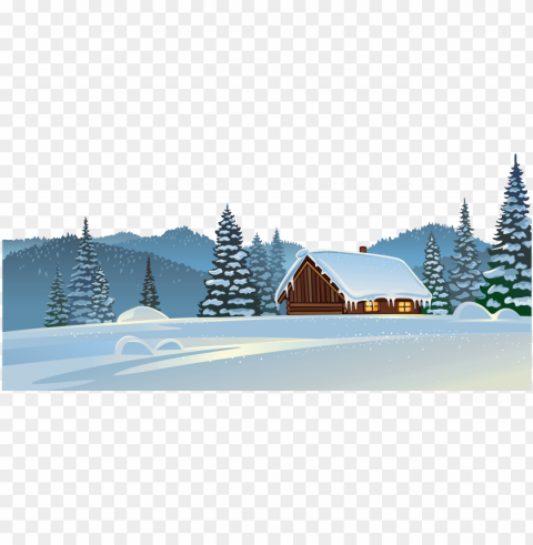 winter house and snow ground clipart image - snow house winter Clear Background PNG Isolated Design Element