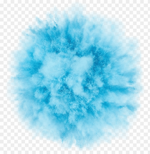 winter puff balls blue smoke cloud explosion - blue colour powder HighQuality PNG with Transparent Isolation