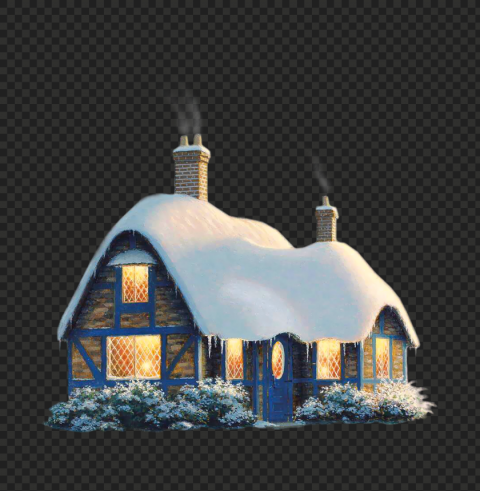 winter snowy house file PNG for web design