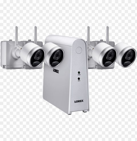 wire-free security camera system with 4 cameras - lorex technology inc Isolated Design Element on PNG PNG transparent with Clear Background ID ec4f6801