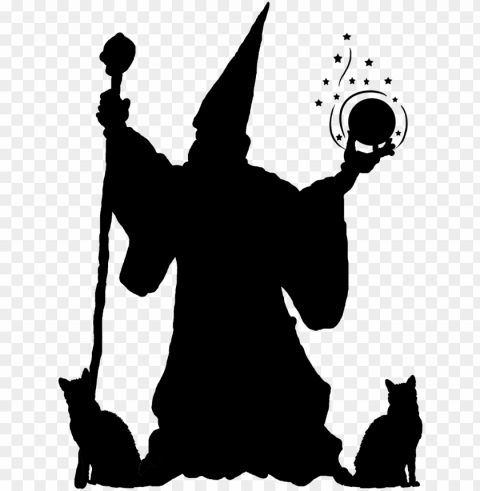 wizard with cats and magic ball - wizard clipart black and white Clear background PNG images bulk