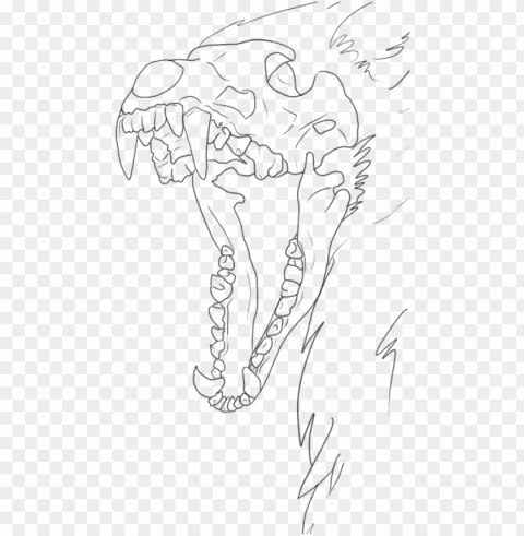 wolf skull drawing base PNG with clear overlay