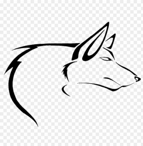 Wolf Tattoo Simple Transparent Background PNG Isolated Element