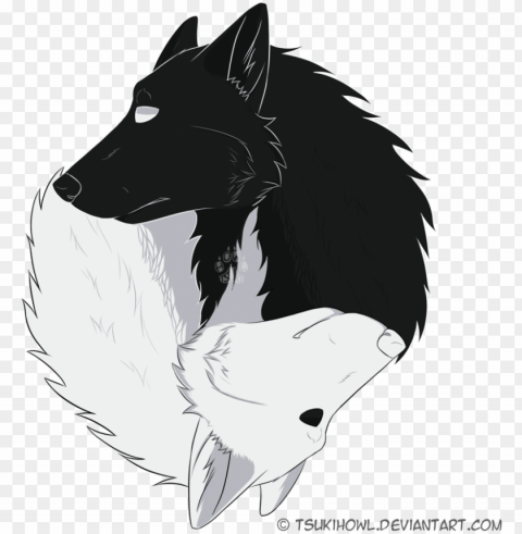 wolf yin yang - black and white wolf yin ya PNG Graphic Isolated with Clarity