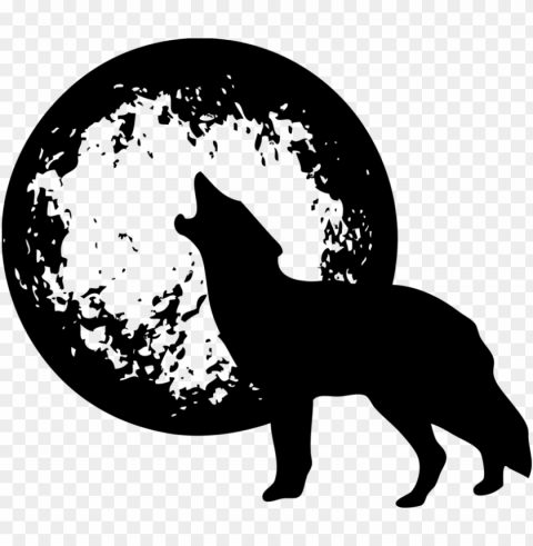 wolves and moon - wolf howling at moon Isolated Object on Transparent PNG