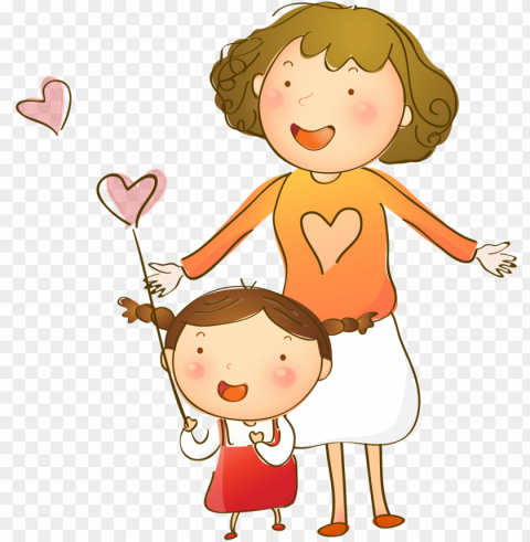 woman cartoon mothers day - amor a la familia PNG Isolated Illustration with Clear Background PNG transparent with Clear Background ID d64be2f3