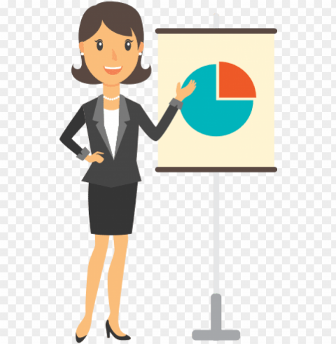 woman employee presentation image - woman on work animatio Transparent graphics PNG