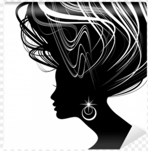 woman face silhouette with wavy hair wall mural pixers - capelli donna sagoma Free PNG download